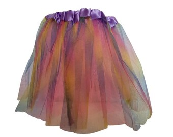 Childrens rainbow net tutu waist 15-28" costume fancy dress world book