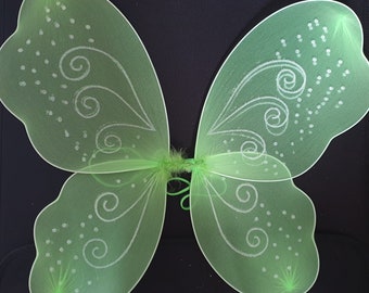 Green net fairy wings glitter swirl Adult children party hen fancy dress