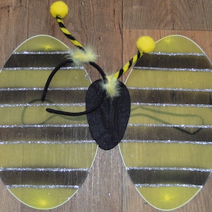 Bumble bee wings deeley bopper yellow black adult large child fancy dress