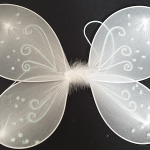 White Glitter Swirl Net Fairy Wings for Children, Kids' Costume, Fancy Dress, Angel, Fairy, Playwear, Party Accessory