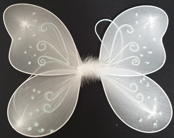 White glitter swirl net fairy wings childrens party fancy dress 34X25CM