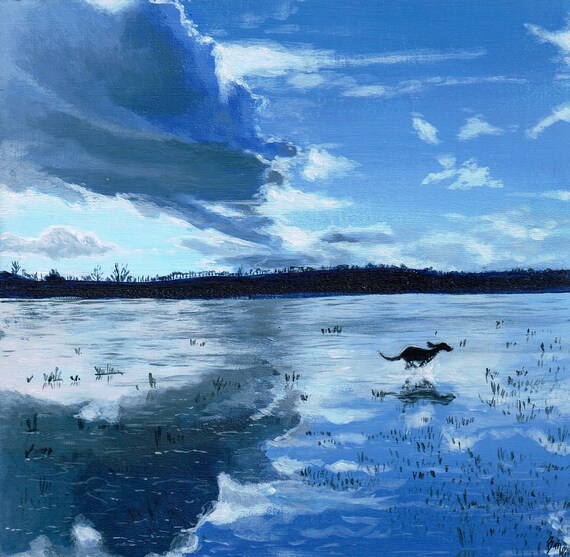 Oxford Floods Series Port Meadow 20cmx20cm Print Etsy UK