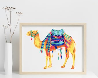 Aquarius - Horoscope Animals Series - A3 Art Print, Illustration of a Camel, 190gsm Poster