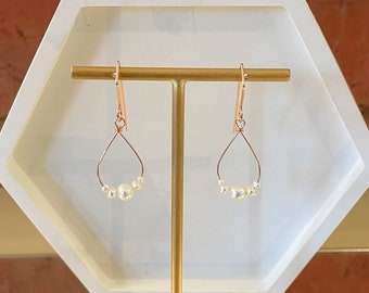 Pearl earrings, freshwater pearl, June birthstone, rose gold filled, delicate earrings