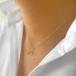 Citrine necklace, minimalist teardrop stone, in 9ct gold, gold filled, rose gold filled or sterling silver.