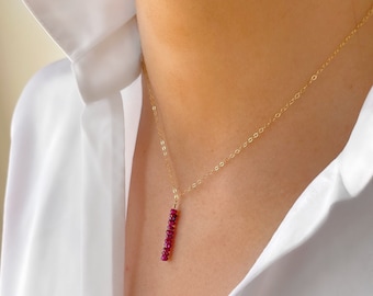 Ruby necklace, ruby stack on a 9ct gold, gold filled, rose gold filled or sterling silver chain