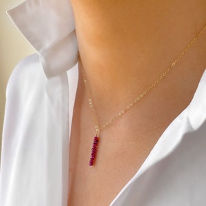 Ruby necklace, ruby stack on a 9ct gold, gold filled, rose gold filled or sterling silver chain
