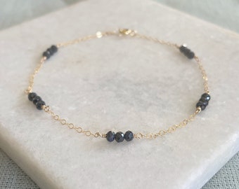 Sapphire bracelet in 9ct gold, gold filled, rose gold filled, sterling silver, toggle clasp, september birthstone, genuine sapphire