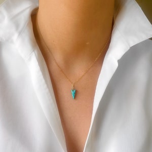 Turquoise triangle necklace, 9ct gold, gold filled, rose gold filled, sterling silver.