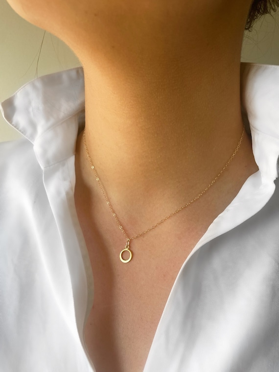 Gold Circle Necklace, Circle of Life, Gold Filled Chain, Sterling