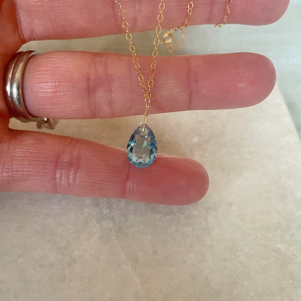 Blue Swarovski Crystal necklace, 9ct gold, gold filled, rose gold filled, sterling silver