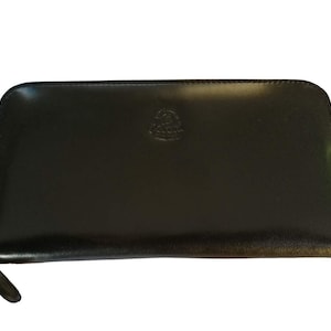 Cartera de cuero de mujer con cremallera, negro - Peroni Firenze