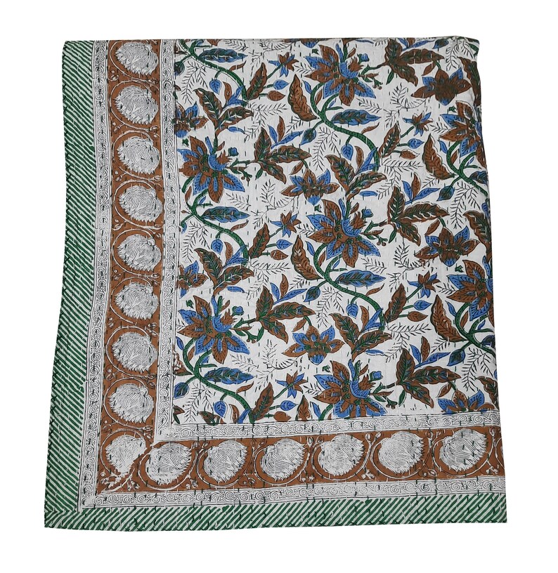 Handmade Indian Kantha Quilt, Indian Block Print Kantha Quilt, Indian Quilt, Handmade Quilt, Kantha Blanket, Vintage Kantha Quilt