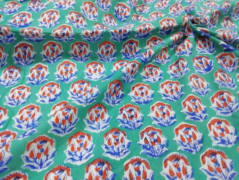 Hand Block Print Fabric Block Print Fabric Sanganeri Print Etsy