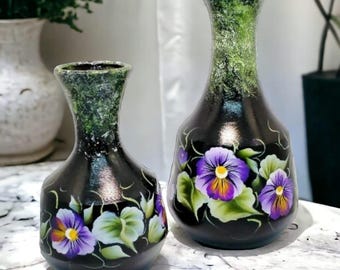 Unique Pair of Purple Vases - Handmade Violet Interior decor - Elegant Violet Home Decor - Unique Handcrafted Accent Piece