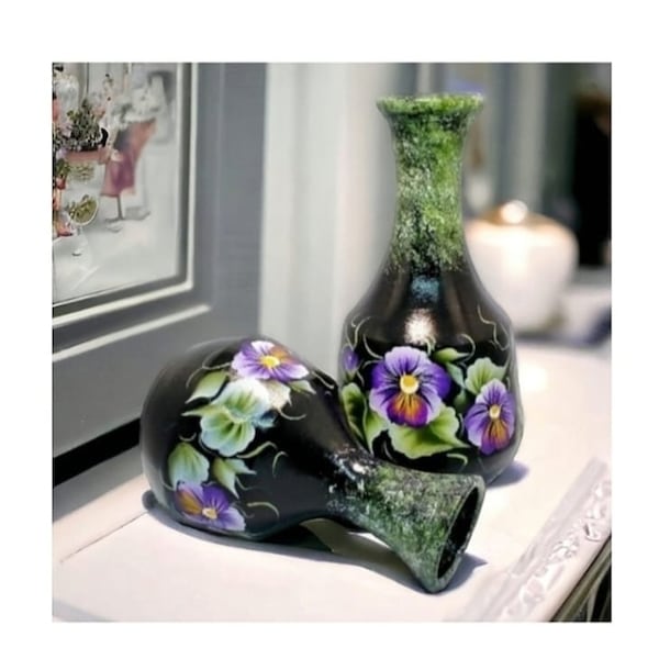 Unique Pair of Purple Vases - Handmade Violet Interior decor - Elegant Violet Home Decor - Unique Handcrafted Accent Piece