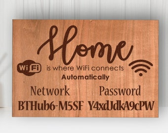 Personalised Wooden Plaque Home Wifi Sign