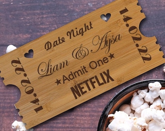 Retro Cinema Ticket Movie Date Night with Envelope / Lockdown Date Ideas / Couples Gift, Perfect for Valentine's Day