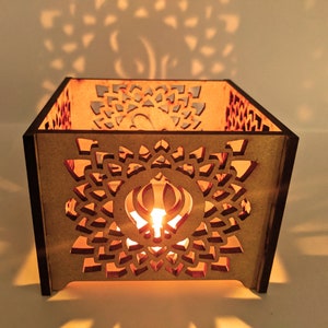 Personalised Sikh Diwali Wooden Lantern Gift / Khanda / Ek Onkar / Om Aum or any other religious symbols / Sikh Diwali Gift & Free Keyring