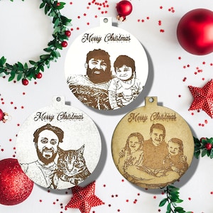 Personalised Wooden Christmas Photo Bauble - Hanging Tree Ornament - For Loved ones and Pets