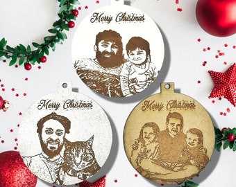 Adornos personalizados de madera para fotos navideñas - Adorno de árbol colgante - Para seres queridos y mascotas