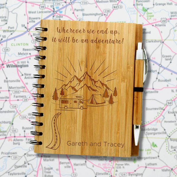Road Trip Adventure Personalised A5 Bamboo Notebook / Travel Diary / Journal  Eco Friendly Sustainable Gift for Travellers Motorhome Caravan