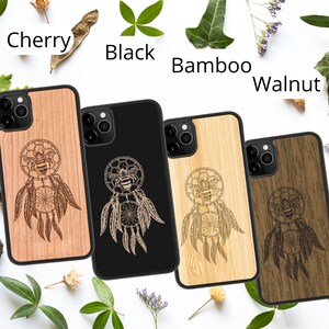 Personalised Wooden Phone Case with Dreamcatcher Bee Design iPhone 12 11, Samsung S21 S20, Google Pixel 5, Huawei Eco Friendly Gift image 6