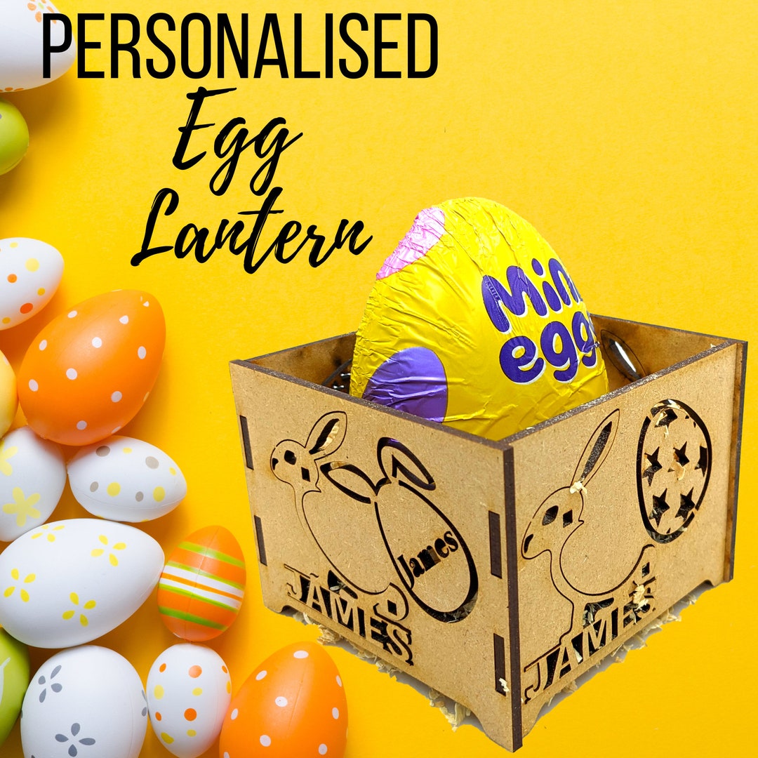 Personalised Wooden Easter Egg Holder Name, Cream Egg Holder, Kinder
