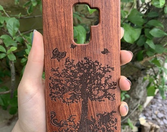 Walnuss Holz Handyhülle Baum Design iPhone 5 / 7 / 8 / 6+ / 7+ / 8+ / SE2020, Samsung Galaxy S7 / S7Edge / S8 / S8+ / S9 / S9+