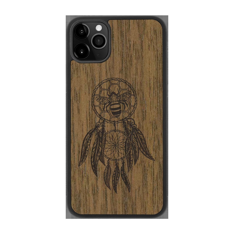 Personalised Wooden Phone Case with Dreamcatcher Bee Design iPhone 12 11, Samsung S21 S20, Google Pixel 5, Huawei Eco Friendly Gift image 10