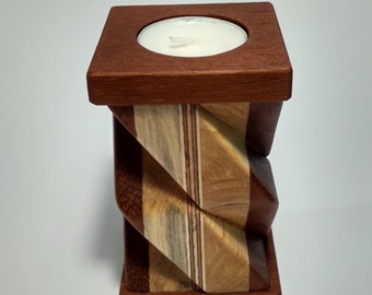 Candlestick made of recycled wood