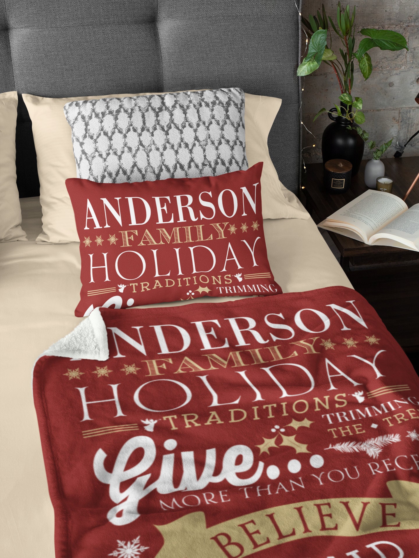 Custom Family Name blanket Christmas blanket Sherpa blanket Etsy