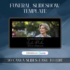 Funeral Photo Slideshow Template, Minimalist Celebration of Life Presentation, Memorial Slideshow Canva, Funeral Presentation Tribute