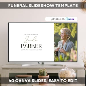 Funeral Photo Slideshow Template, Minimalist Celebration of Life Presentation, Memorial Slideshow Canva, Funeral Presentation Tribute