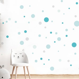 Kreise Set Wandsticker 172 Stück Wandtattoo für Kinderzimmer Dots Polka Wandaufkleber Punkte Klebepunkte Babyzimmer türkis grau mint DL977