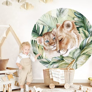 Round wall sticker predators lions wall sticker baby room boy decoration children living room wall sticker children&#39;s room girl DL596