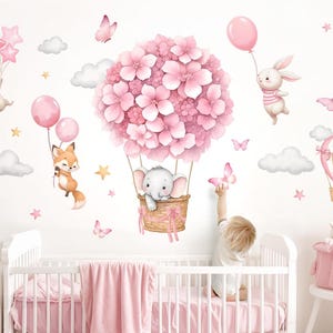 Wall sticker animals elephant hot air balloon wall sticker for children's room fox wall sticker for baby room wall sticker self-adhesive decoration DL5129