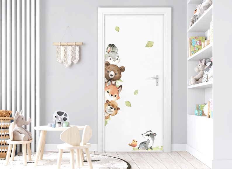 Türsticker Waldtiere Wandsticker für Kinderzimmer Wandtattoo Türaufkleber Babyzimmer Wandaufkleber selbstklebend DL880 zdjęcie 2