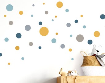Wall sticker 86 points children's room girl circles boy I blue yellow mint I wall sticker adhesive dots wall sticker set dots colorful self-adhesive
