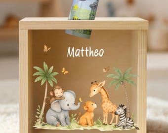 Personalized children's money box, money box, wooden money box, birthday gift, christening gift, baby gifts, back-to-school gift YHL1009