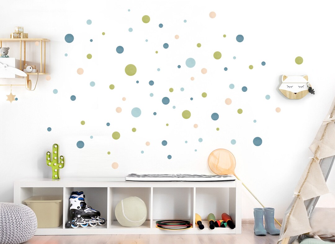 Wall Sticker 120 Points Wall Sticker Children's Room Circles Blue Green ...