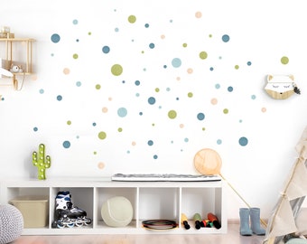 Wall sticker 120 points wall sticker children's room circles blue green beige wall sticker adhesive dots baby room self-adhesive dots DL886