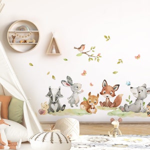 Wall sticker forest animals set wall tattoo for children's room rabbit fox branch baby room wall sticker wall decoration DL956