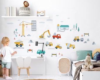 Muurstickers Graafmachine Voertuigen Set Muurstickers voor Kinderkamer Bouwplaats Muurstickers voor Babykamer Jongen Muur Decor DL959