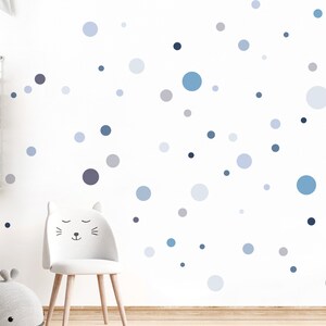 Dots 172 piece set wall sticker for children&#39;s room Dots Polka wall stickers adhesive dots circles for baby room wall stickers blue grey DL975