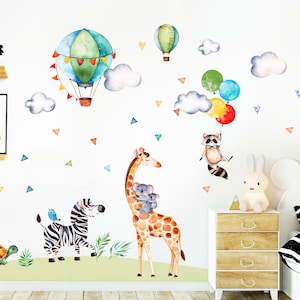 Wall Sticker Safari Party Mural Giraffe Zebra Wall Decal Girls Nursery Sticker Boy Decoration Sticker Baby Room DL313
