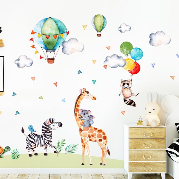 Muur sticker Safari Party Muurschildering Giraffe Zebra Muur Decal Meisjes Kwekerij Sticker Jongen Decoratie Sticker Baby kamer DL313