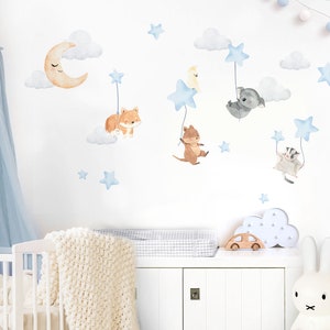 Wall Decal Animals & Stars Wall Sticker for Baby Nursery Wall Sticker DL828