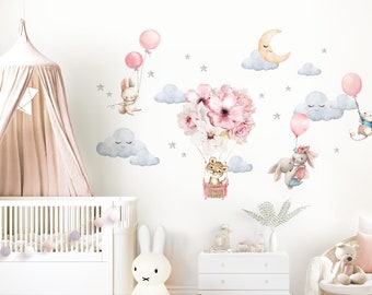 Wandtattoo Wandsticker Kinderzimmer Mädchen Baby Löwe Tiere Wanddeko Hase Safari Babyzimmer Ballon Wandbild Kinder Wandaufkleber DL696