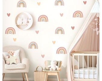 Wall sticker many rainbow set wall stickers for children's room boho hearts wall stickers for baby room decoration self-adhesive DL997